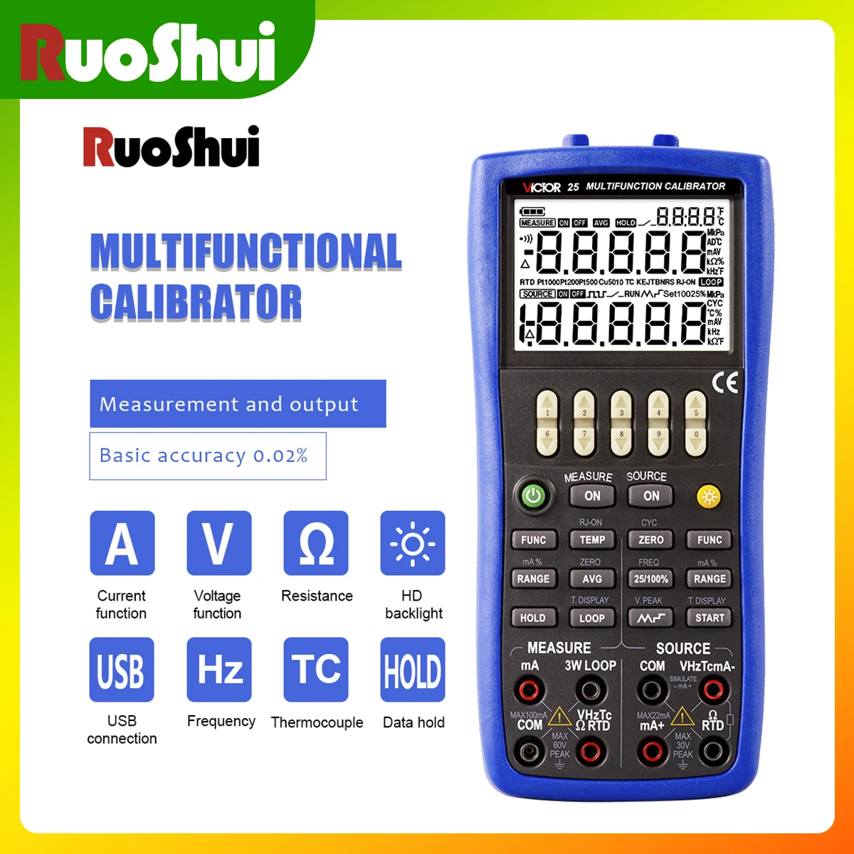 VICTOR25 DDS Calibration Current Voltage Signal Pressure Thermocouple Signal Source Signal Generator Multifunction Calibrator
