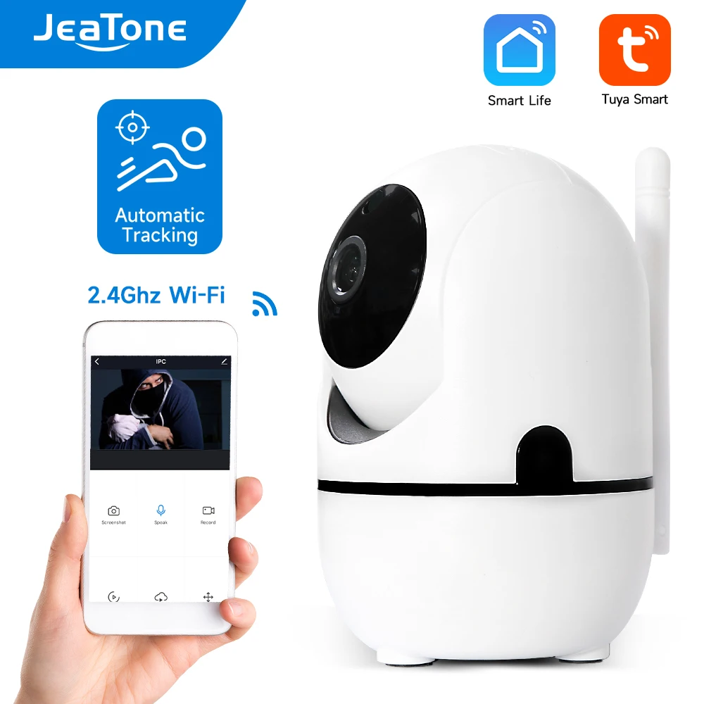 

JeaTone 1080P Tuya IP Camera 2.4Ghz WiFi Home Mini Baby Monitor Security Protection Cam with Two Way Audio and Auto Tracking