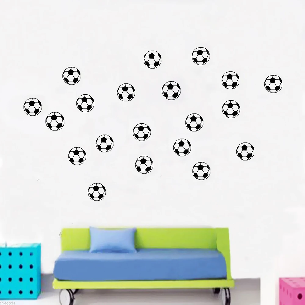 20PCS Sports Boys Bedroom Decor PVC Wall Stickers Self Adhesive Football Soccer Ball Sticker for Kids Rooms Nursery Decoration