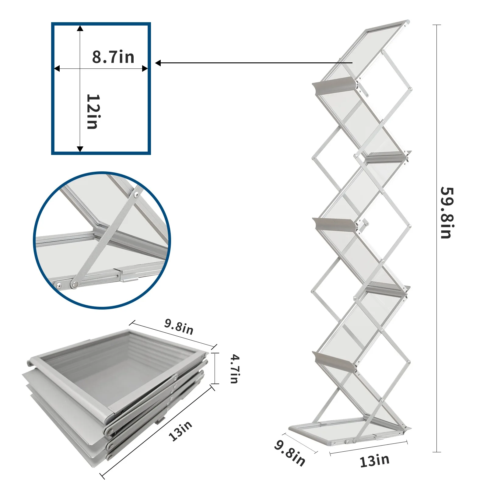 Lead Show Modern Style Eco-Friendly Foldable Adjustable Acrylic Magazine Rack Catalog Brochure Stand Carrying Bag Trade Show