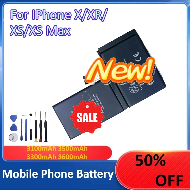 

3100mAh 3500mAh 3300mAh 3600mAh Replacement Battery For IPhone X XR XS XS Max Mobile Phone Battery +Tools