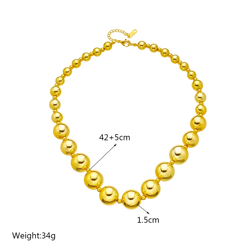 DIEYURO Exaggerated CCB Material Large Round Ball Beads Choker