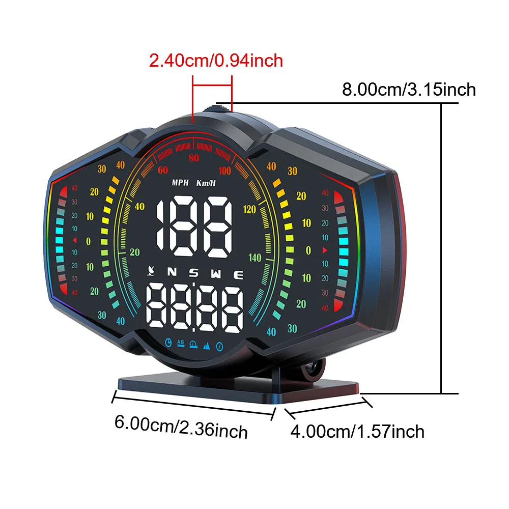 GPS Compass Head Up Display Speedometer Altimeter Slope Meter Universal Alarm Multi Functional Tester Car HUD