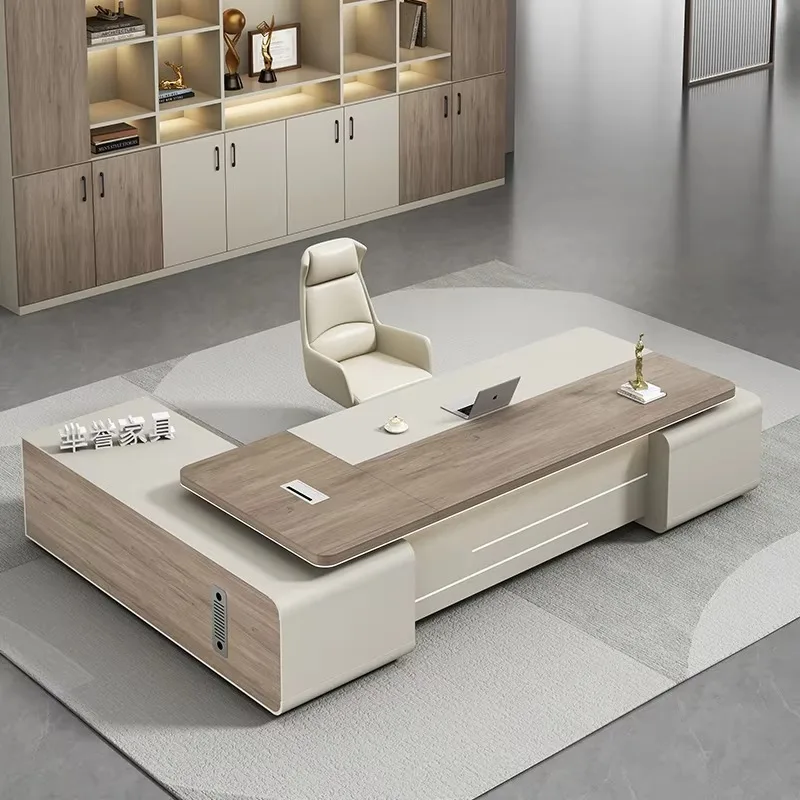 

Designer Aesthetic Office Desk Floor Large Modern L Shaped Standing Computer Desk Conference White Escritorio Oficina Furniture