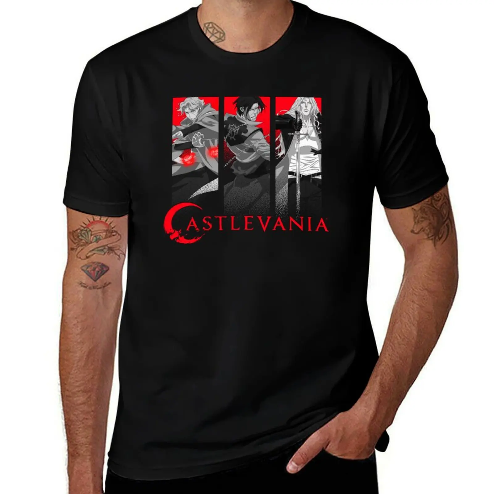 

Castlevania Trio Panels Group Logo T-Shirt Blouse man t shirt mens vintage t shirts