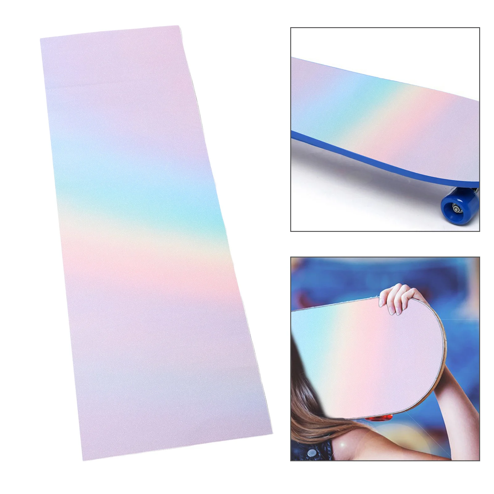 ورق صنفرة بألوان قوس قزح لشريط لاصق لوح التزلج وحبيبات كربيد السيليكون، احتكاك معزز، حماية للسطح، مناسب للكهرباء