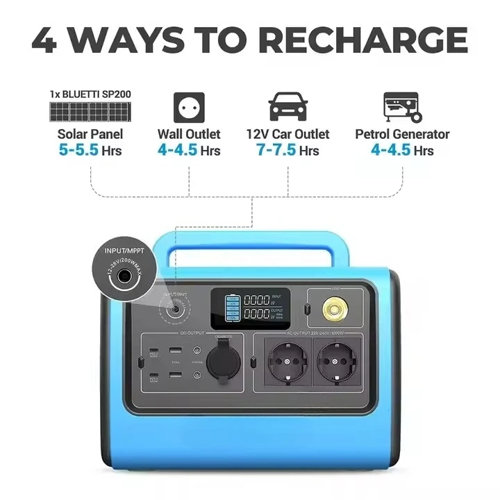 EB70 Portable 1000 Watt Solar Generator with Lithium Battery 110V 220V  Controller for Home Car