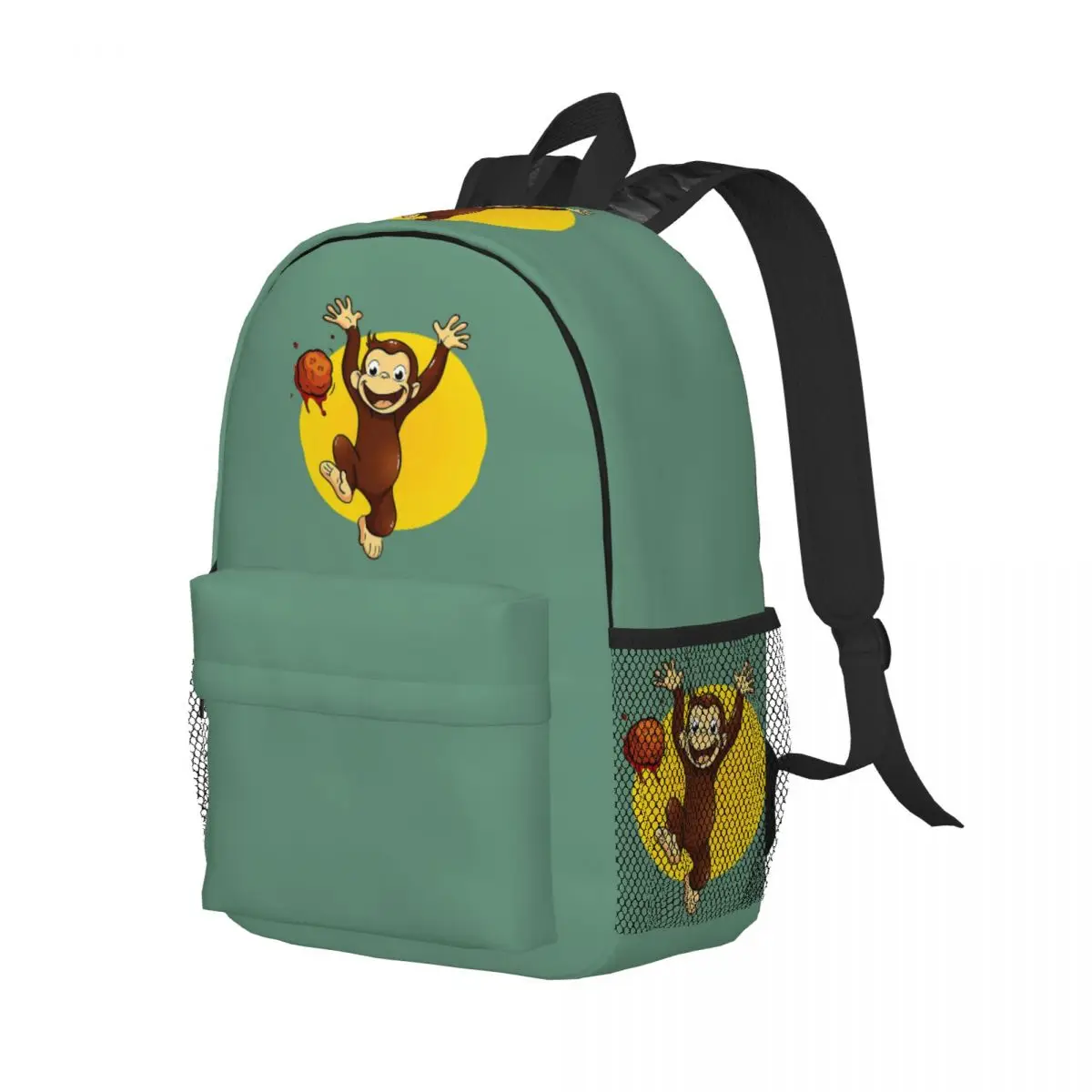 

Curious George Monkey Happynes Backpack Student Boys Girls BookBag Kids School Bag Computer Shoulder Bags for Men Women
