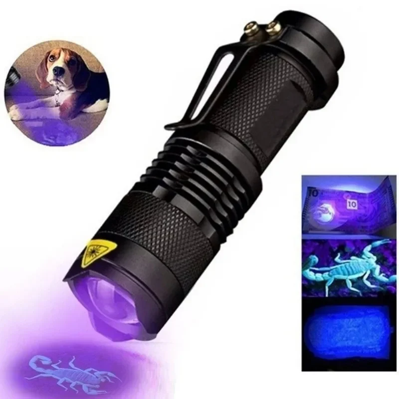 UV Flashlight 365NM Aluminium Alloy Banknote Detection Fluorescence Detection Flashlight Cat Moss Violet Lights