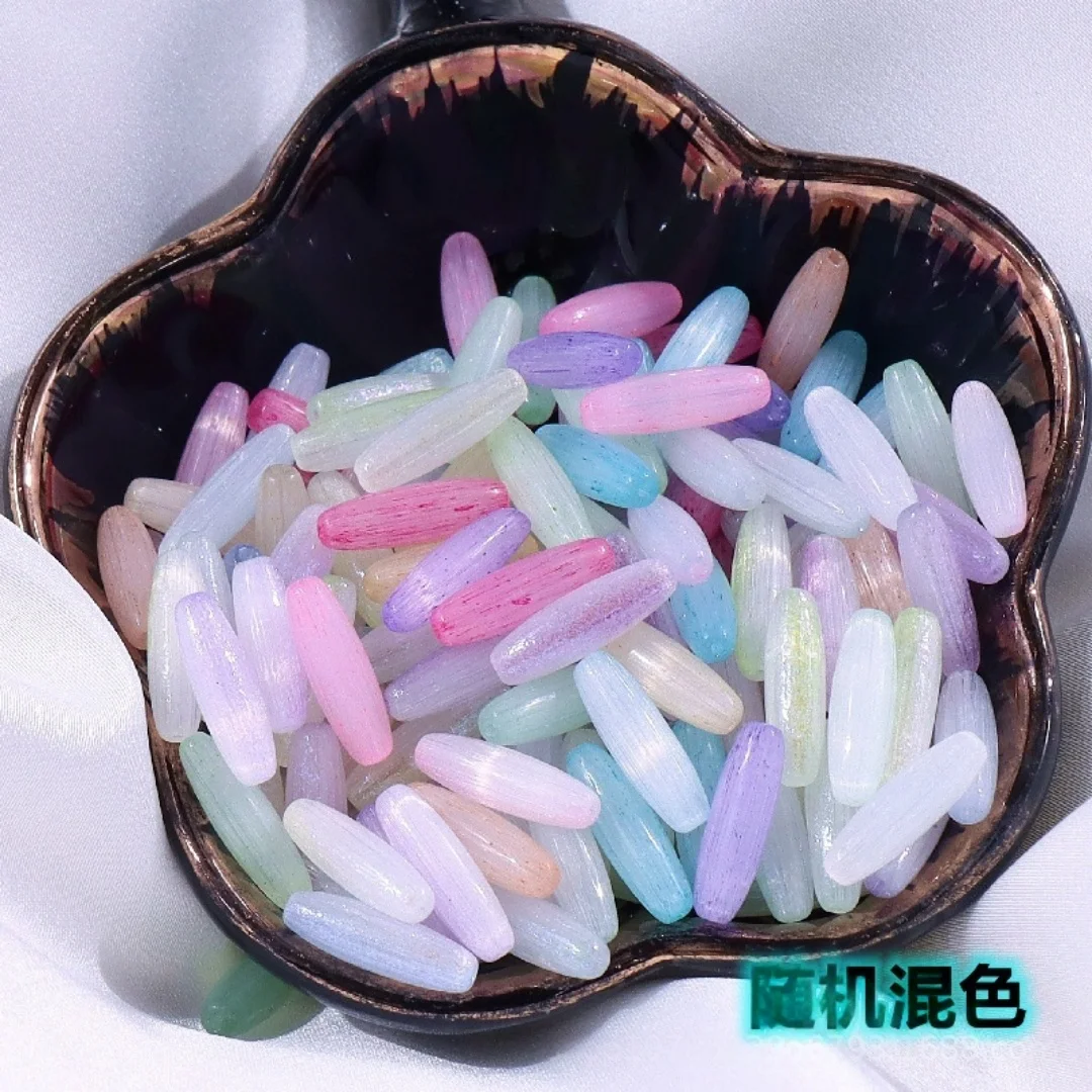 4x12mm Brushed Cat Eye Bright White Oval Glass Rice Grain Handmade DIY Bracelet Woven Bead Scattered Bead Jewelry Accessories