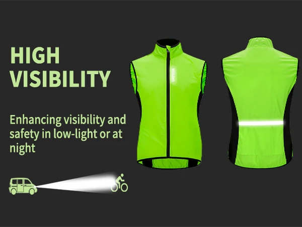 WOSAWE Men Cycling Vest Windproof Lightweight Windbreaker Reflective Gilet for Hiking Runing Fishing