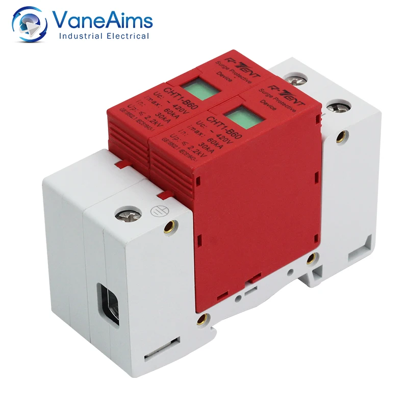 AC SPD 2P House Surge Protector Device Lightning Protection Surge Arrester AC420V 20KA 40KA 60KA for Solar Photovoltaic System