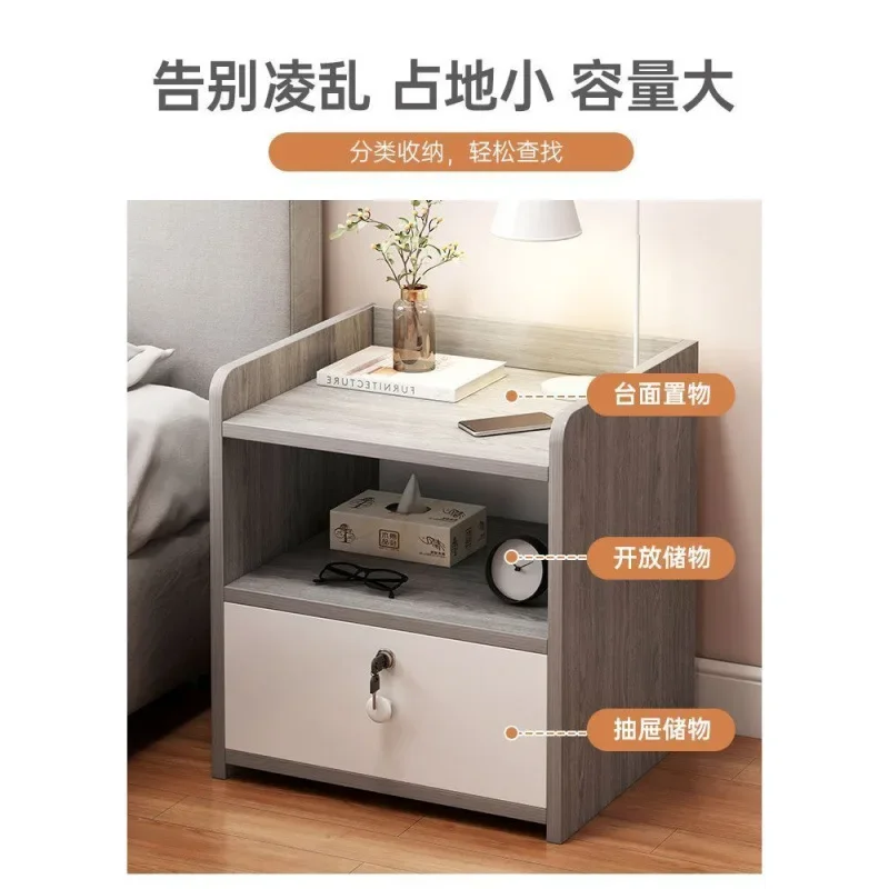 طاولة بجانب السرير، غرفة نوم بسيطة وحديثة، خزانة منزلية صغيرة، غرفة تأجير فاخرة راقية، رف صغير بجانب السرير #3