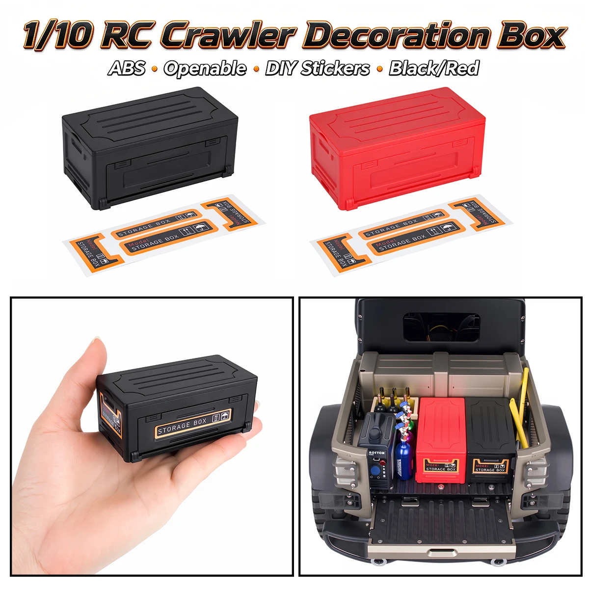 1/10 RC Crawler Plastic Decoration Box – Openable Storage, DIY Stickers, Upgrade Detail & Appearance