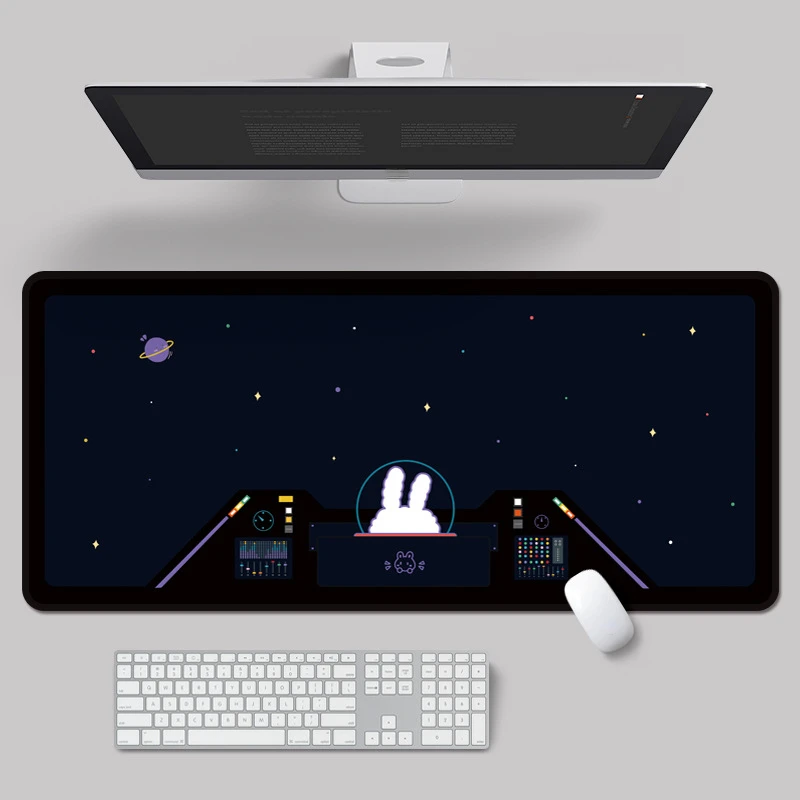 Women Cute Astronauts Rabbit Mouse Pad Computer Keyboard Pad Non-slip Rubber Base Office Desktop Pad Table Mat for Desk