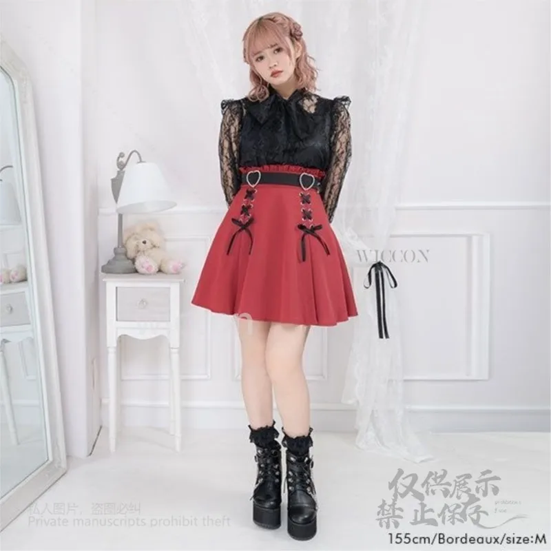 

2025 Y2k Jirai Kei Style Sweet Girl Мини-юбка с высокой талией Тонкая женская однотонная уличная одежда Готическое платье Jk Feminina Women Cos