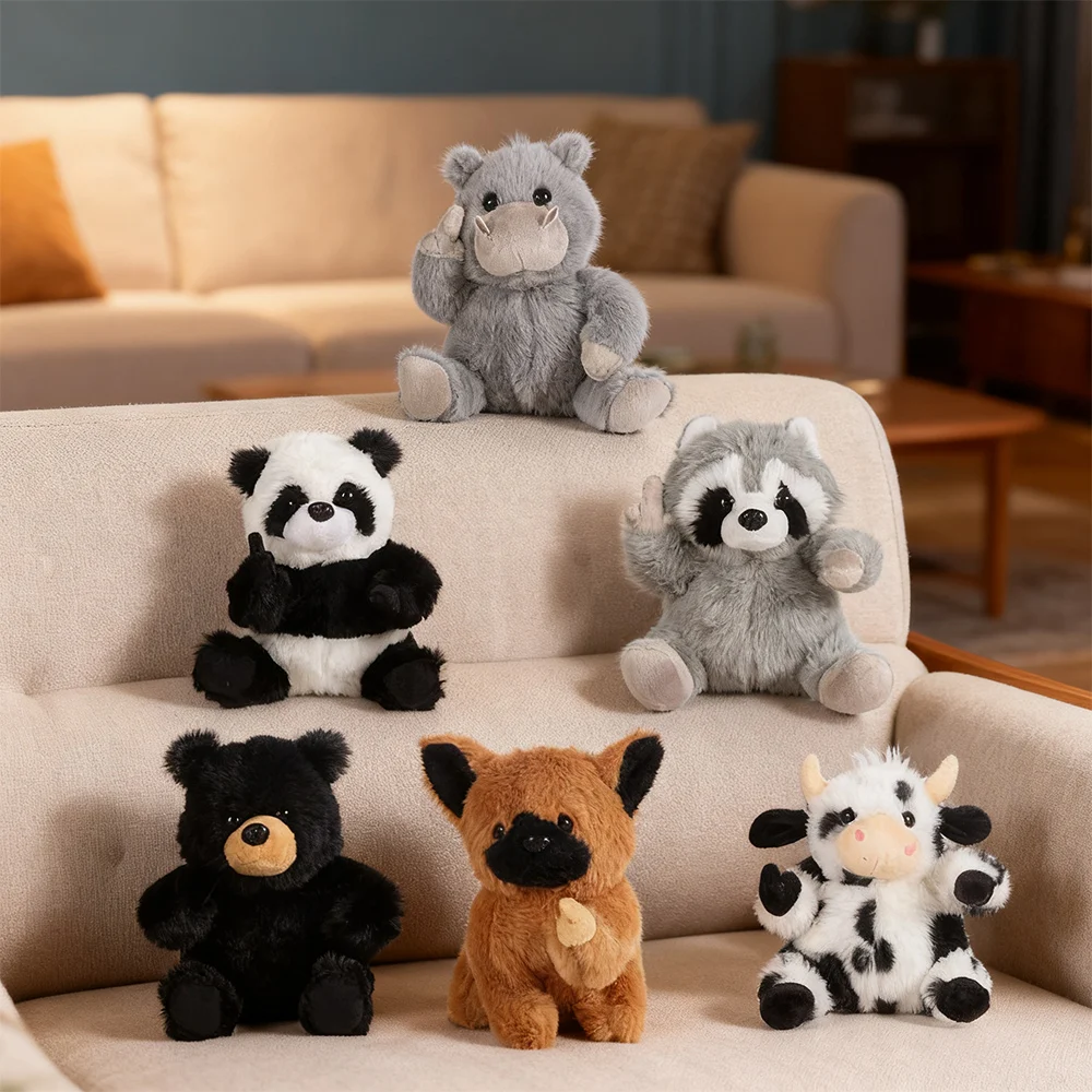 

Soft Emotional Support Plush Toy Panda Cow/Raccoon Finger Plush Animal Toy Realistic Companion Healing That Hugs You Back Panda