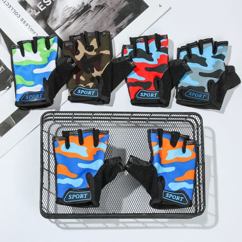 Sports Cycling Non-slip High Elastic Children's Bike Gloves Half Finger Mittens Child Bicycle Gloves