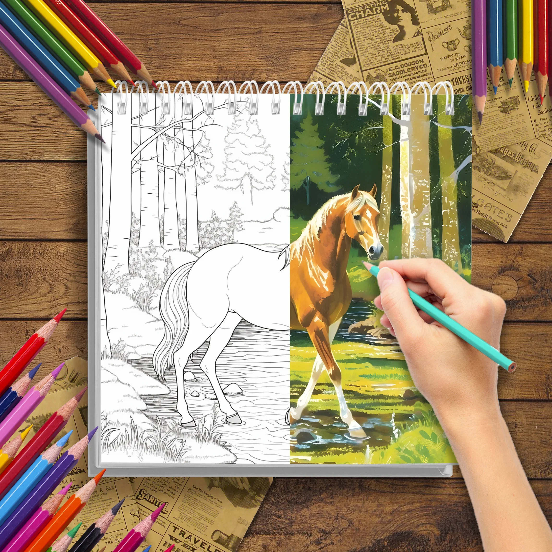 Adult Animal Coloring Book - with Horse As The Theme, Innovative Imagination, Thick Paper, Give Friends Holiday Gifts