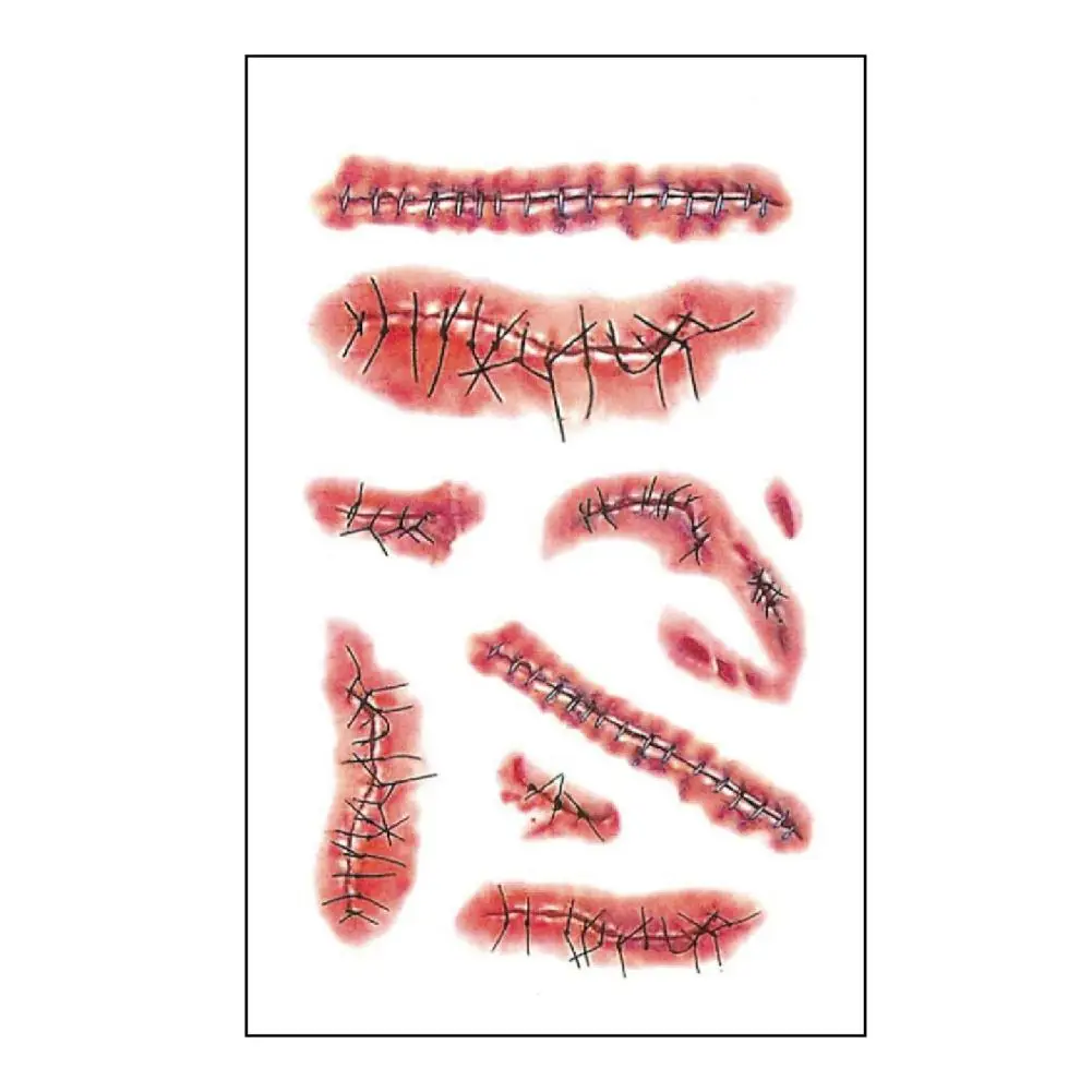 جديد هالوين الجرح ندبة الوشم ملصق للنساء الرجال الذراع هيئة الفن الوشم ملصق مقاوم للماء محاكاة الجرح الخدوش الاسمية I3k4