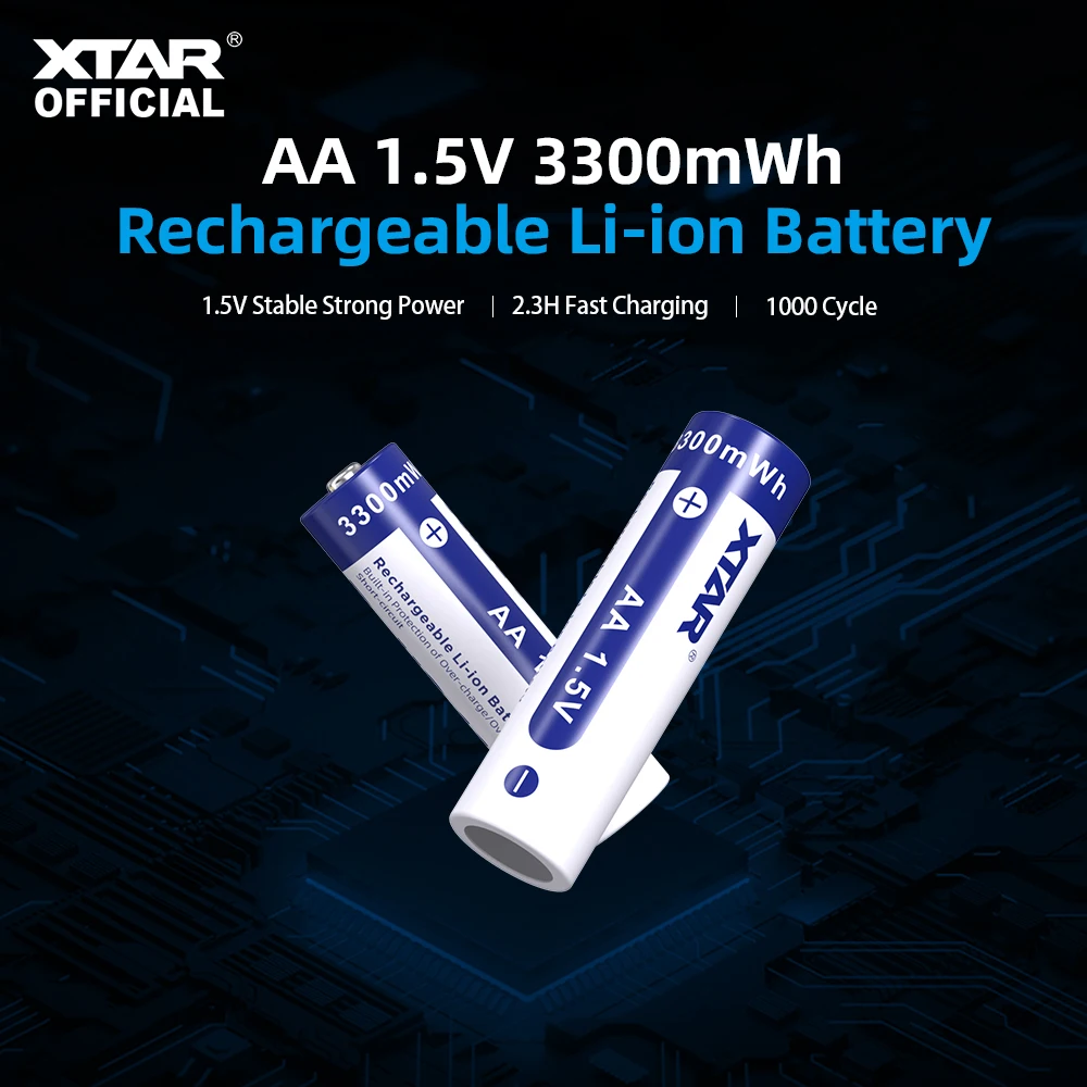 XTAR 4/8PCS 1.5V AA 2000mAh 3300 Rechargeable Battery (Standard Version) 2A Discharge 2.3H Fast Charging 1000+ Cycles