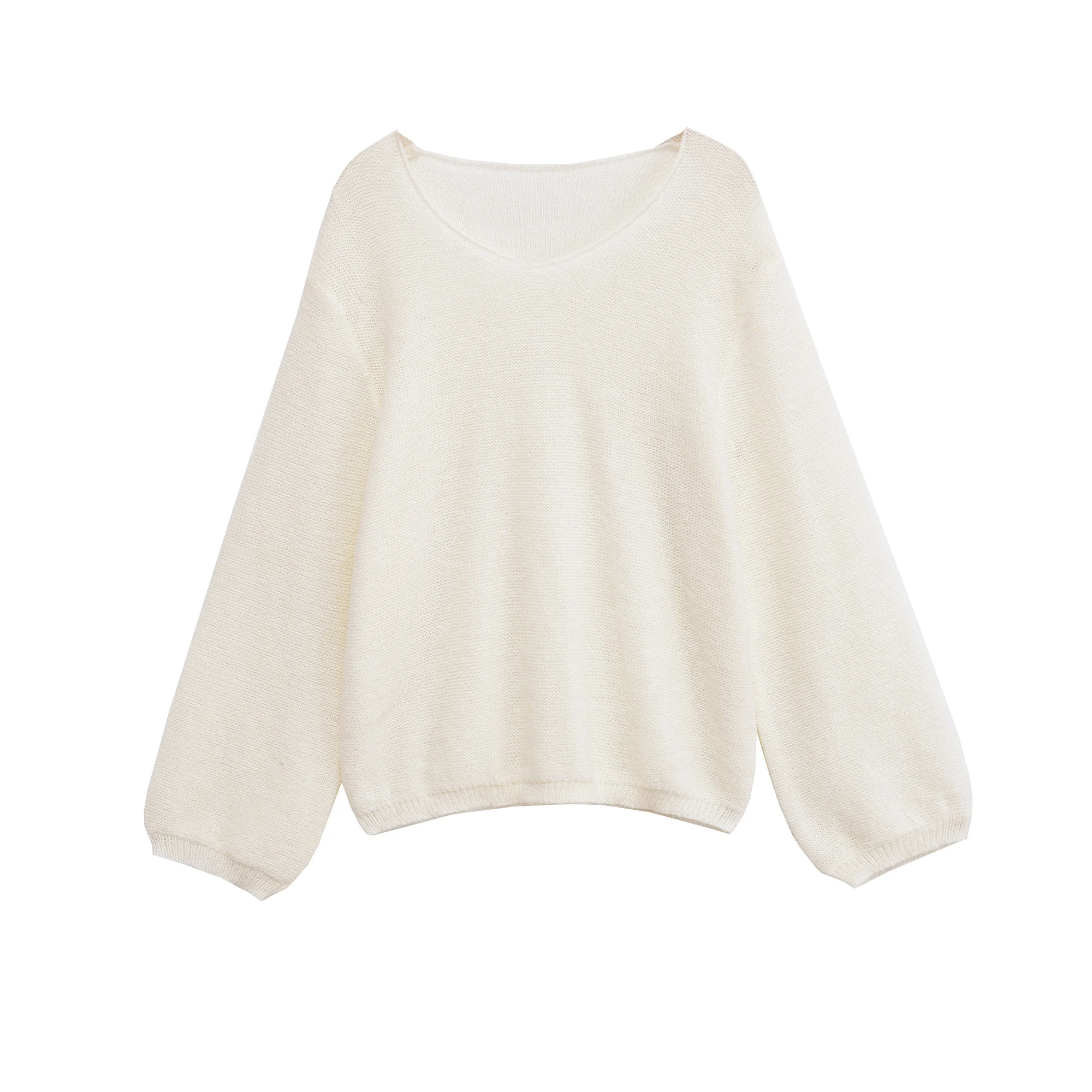 

Women's clothing autumn new products simple and versatile casual and fashionable blended puff sleeve knitted sweater