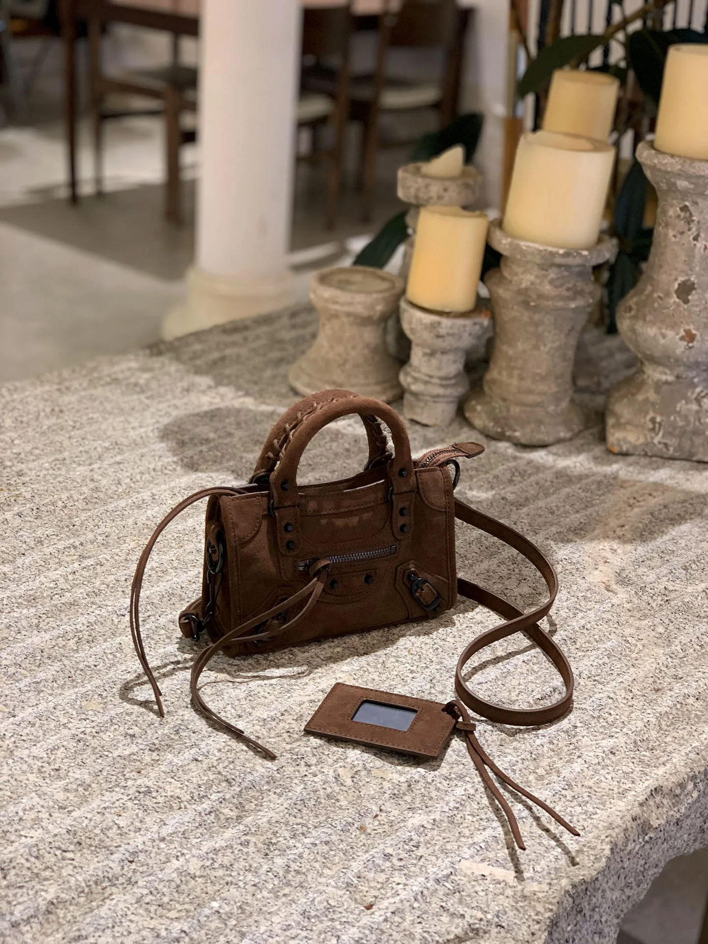 

Casual mat Sle Suede Motorcycle Bag Small Crossbody Bag Handbag Coffee Color Women's Bag Mobile Phone Bag Frosted Le...
