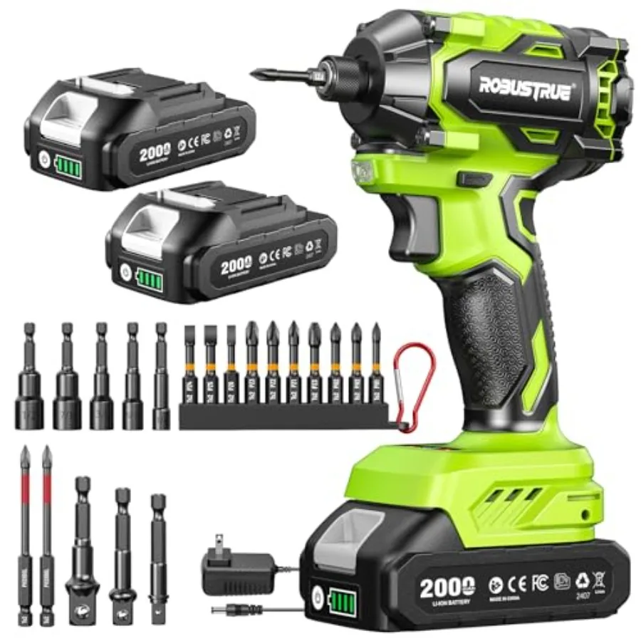 

Impact Driver: 21V 1/4 Hex Cordless Impact Driver 230N.m 2 035in-lbs Brushless Impact Driver Drill Set with 20Pcs Scr