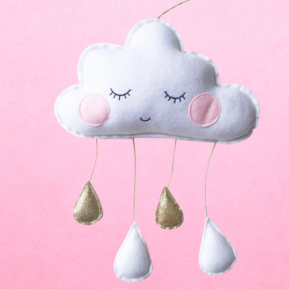 

Nordic Felt Cloud Raindrop Pendant White Gold Childrens Room Tent Decoration Wall Hanging Fun Gift for Boys Girls