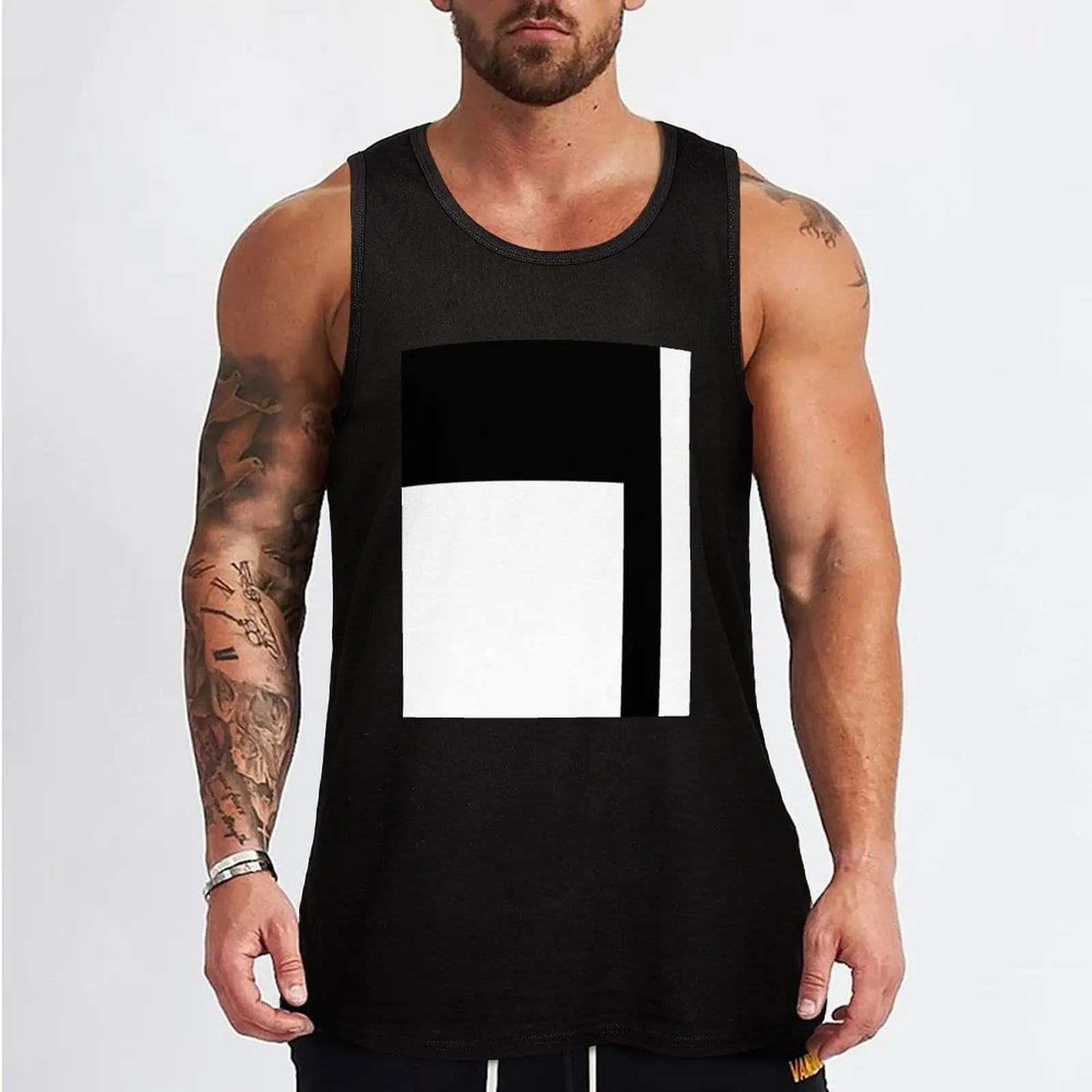 60s Mod Mondrian Black & White Tank Top bodybuilding bodybuilding man Men sleeveless tee