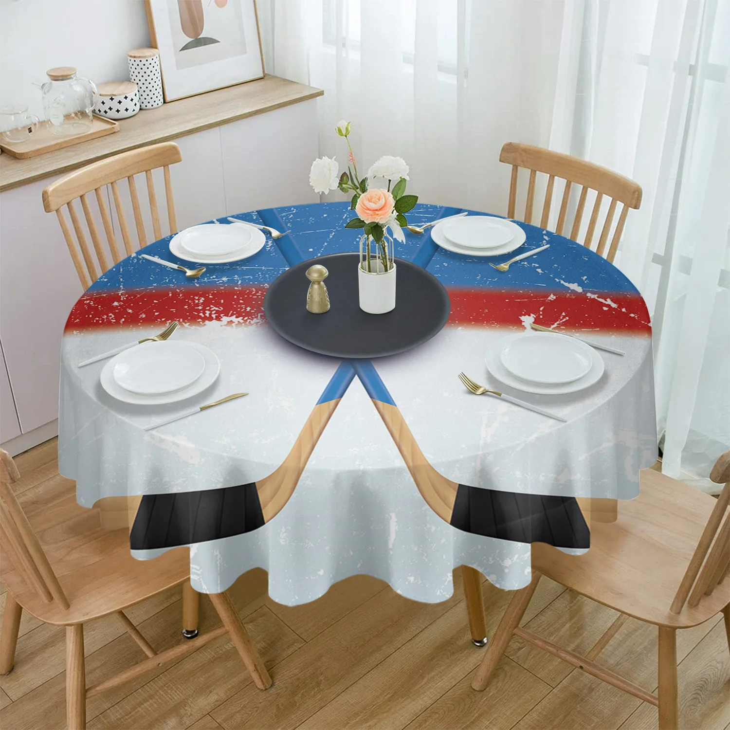 Sport Hockey Stadium Retro Tablecloths for Dining Table Waterproof Rectangular Table Cover for Kitchen Living Room