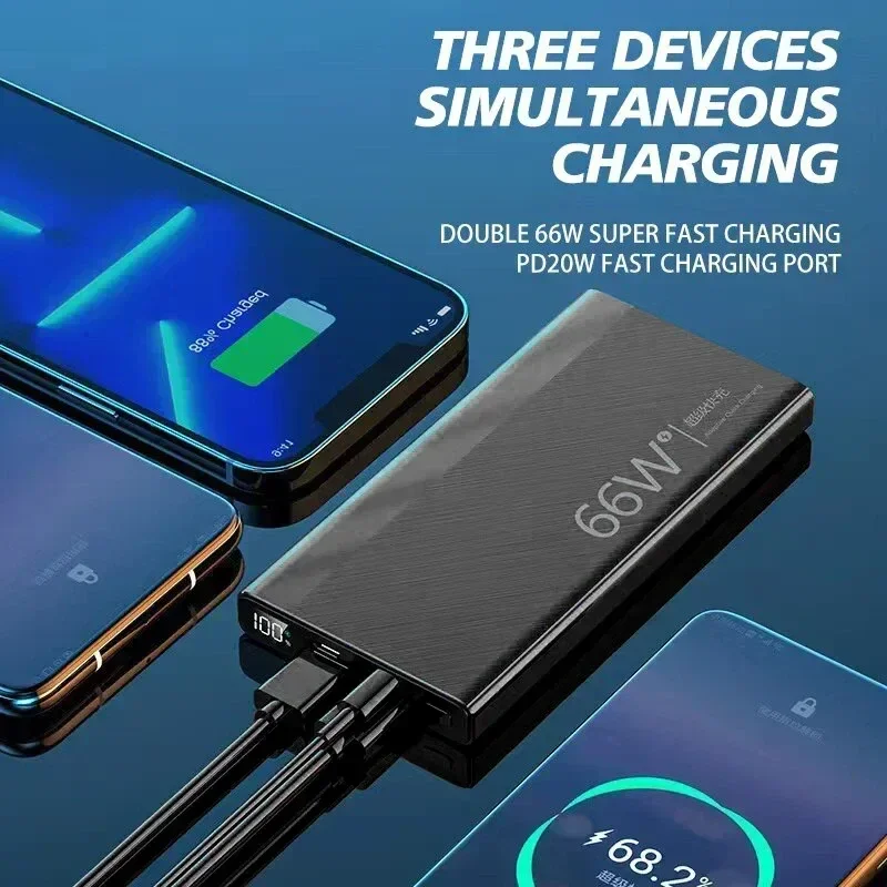 50000mAh Power Bank 66W Super Fast Charging Digital Display Rechargeable Battery Charger Cases for iPhone Huawei Xiaomi Samsung