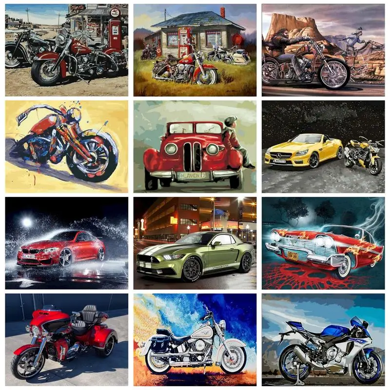 

CHENISTORY Diy Paint By Numbers Motor Cars For Adults Kids Artwork Handicrafts Wall Art Personalized Gift Acrylic Paints Artwork