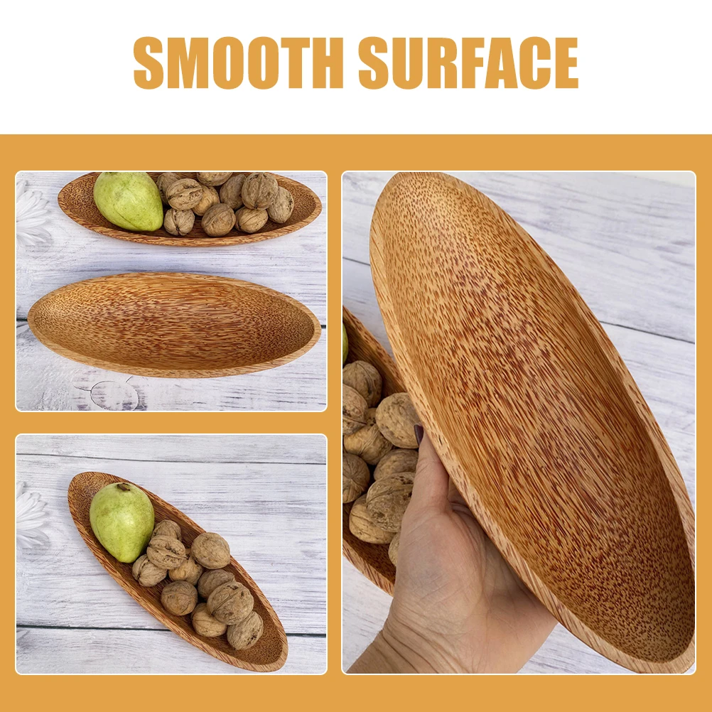 

Boat-Shaped Fruit Tray Coconut Wood Large Capacity Handcrafted Smooth Finish Versatile Decorative Item Safe Creative Snack Plate