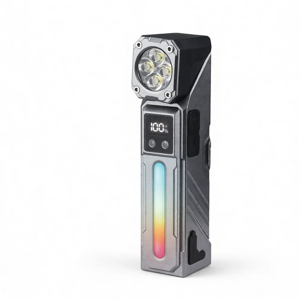 Handheld Mini Flashlight LED Strong Light Magnetic Base Work Lamp Rechargeable Corner Design Waterproof Portable Camping