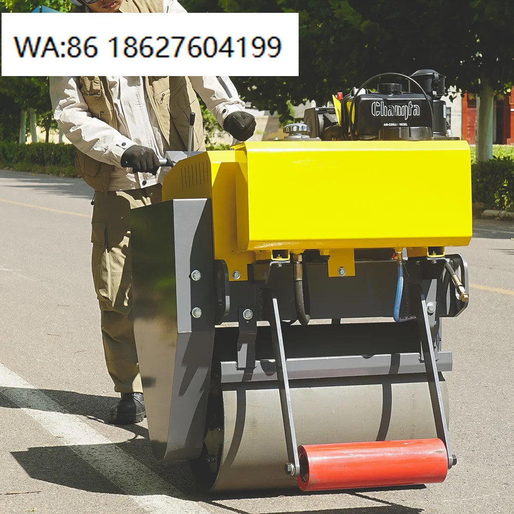 Walk Behind Single Wheel Vibratory Road Roller Portable Mini Compactor for Narrow Pavement Repair Construction - view 2