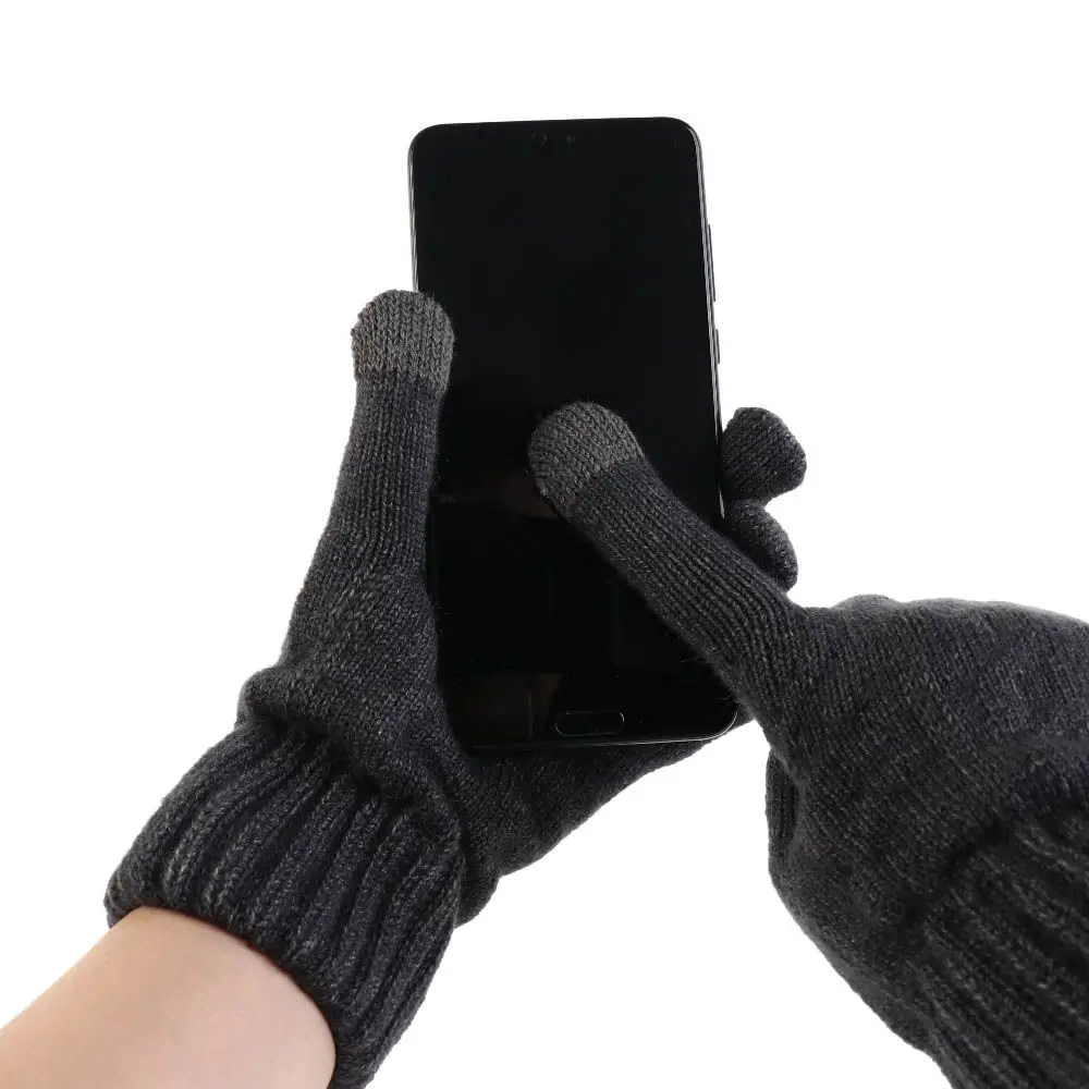 Nonslip Wool Men Knitted Gloves Touchscreen Thickened Knitted Woolen Gloves Mittens Nonslip Full Finger Gloves Winter