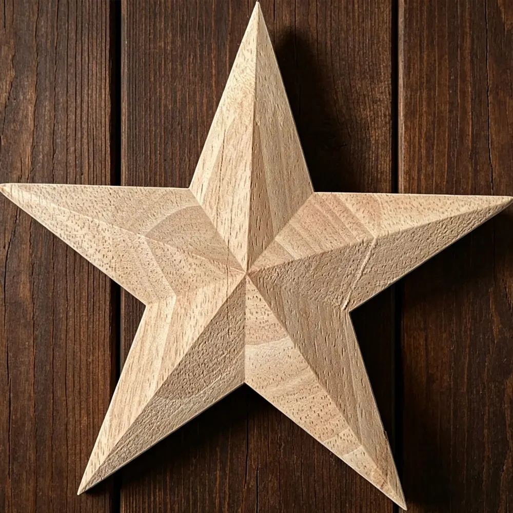 

2PCS 16cm Five-pointed Star Wood Carving Appliques Vintage Decor Cabinet Door Decals Flowers Carved Wooden Carved Onlay Applique