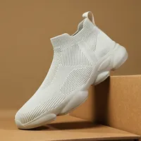New Shoes for Man Spring Summer Breathable Knit Casual Sport Sock Shoes Youth Cool Slip-on Loafers Big Size