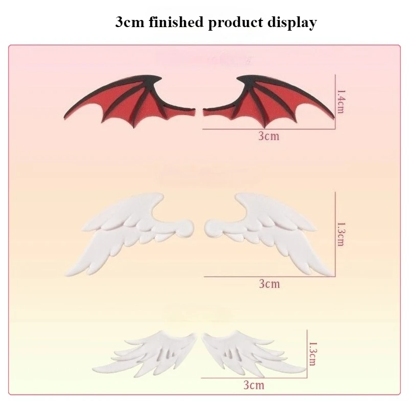 Q نسخة الترا ضوء الطين دمية 2/3 سنتيمتر الجناح قطع قالب الملاك/الشيطان/الطائر الطنان الجناح لتقوم بها بنفسك دمية شخصية كرتونية الجناح التصميم أداة