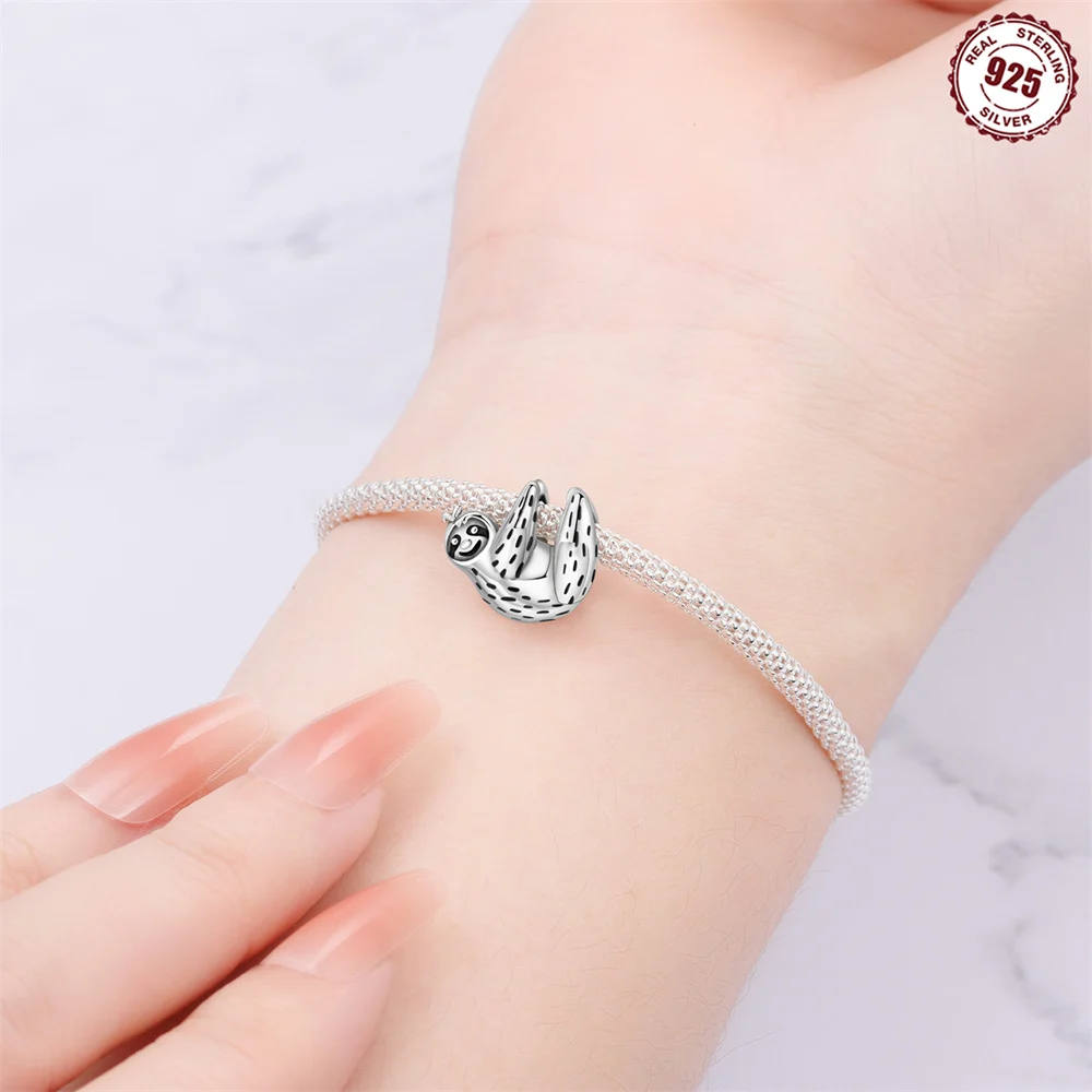 Pendant Charm Bead 925 Sterling Silver Simple Sloth Pendant Beads Fit Original Bracelet for Jewelry Making Valentine's Day gift