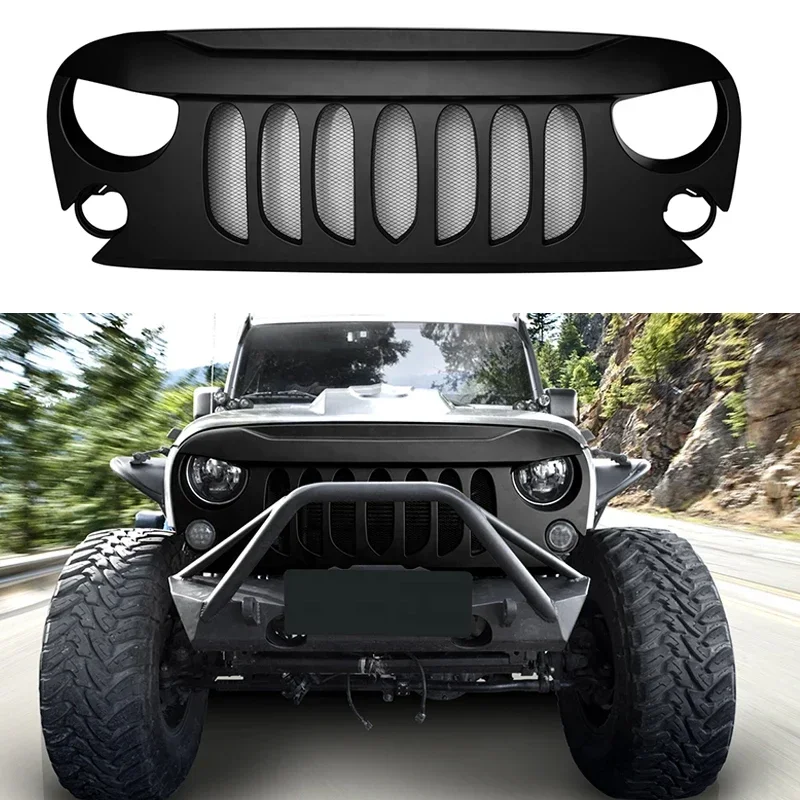 ABS MATTE BLACK FRONT GRILLE FIT FOR JEEP WRANGLER JK/JKU  2007-2008 2009 2010 2011 2012 2013 2014 2015 2016 2017
