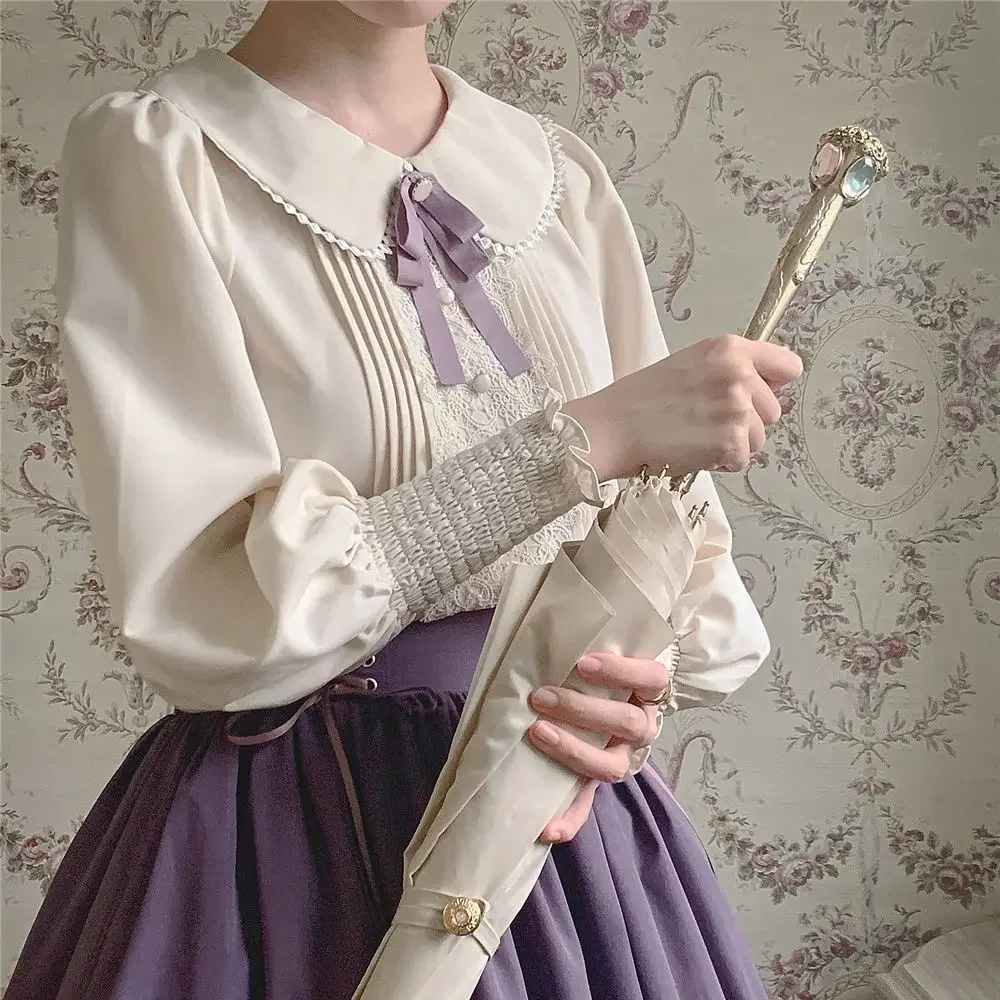 NONSAR Lolita Embroidery Dress SK Doll Collar Long-Sleeved Shirt Retro Japanese Lolita Clothing Suit Victorian Dress For Women