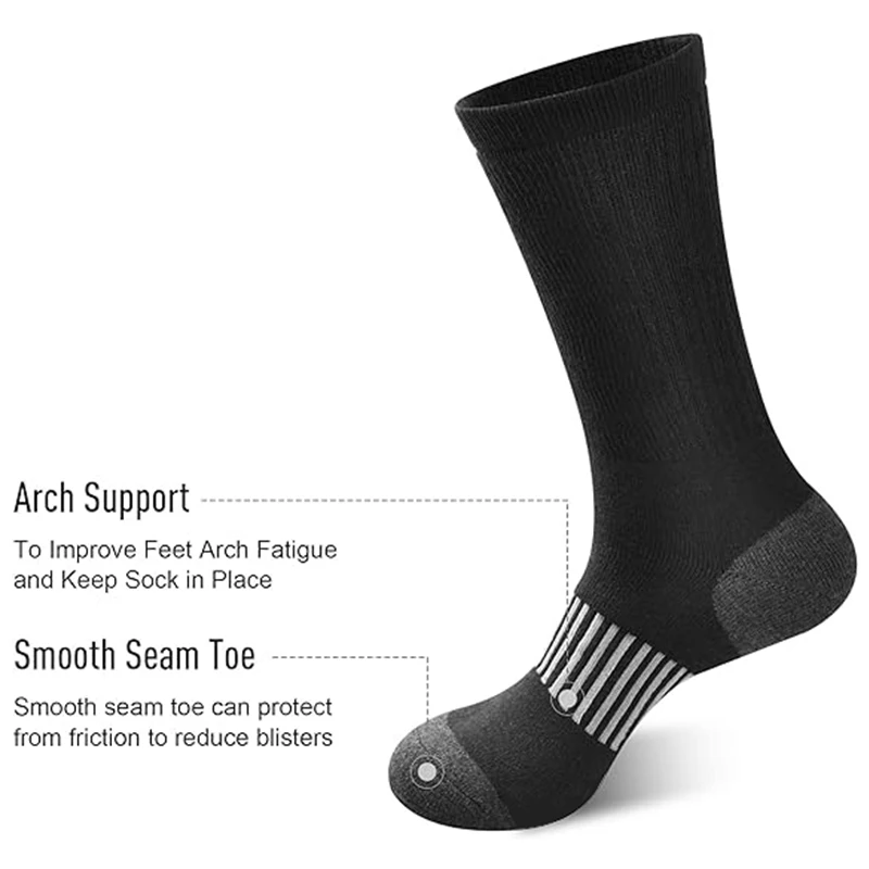 10 pairs of men\'s four season simple striped breathable sports socks, men\'s black and white running socks, mid length socks