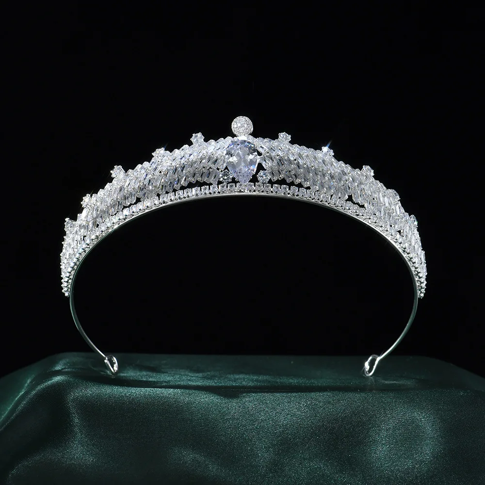 

Princess Bridal Tiaras Crowns For Wedding Crystal Zirconia Bride Crown For Girl Women Diadema Party Prom Hair Jewelry Headpiece