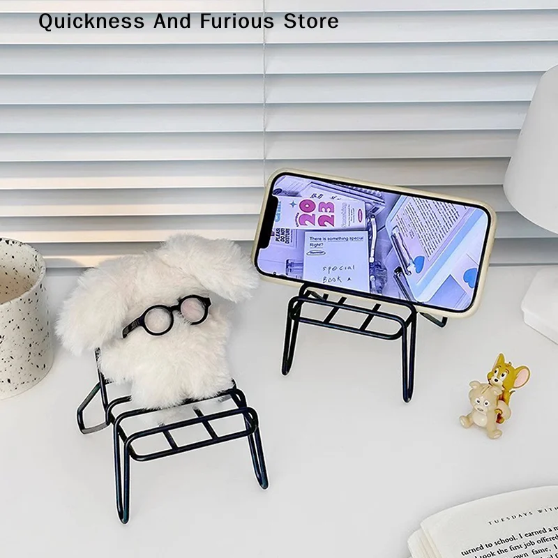 【TO】Small Chair Design Iron Mobile Phone Holder Racks Stand Simple Student Creative Desktop Ornaments Home Accessories