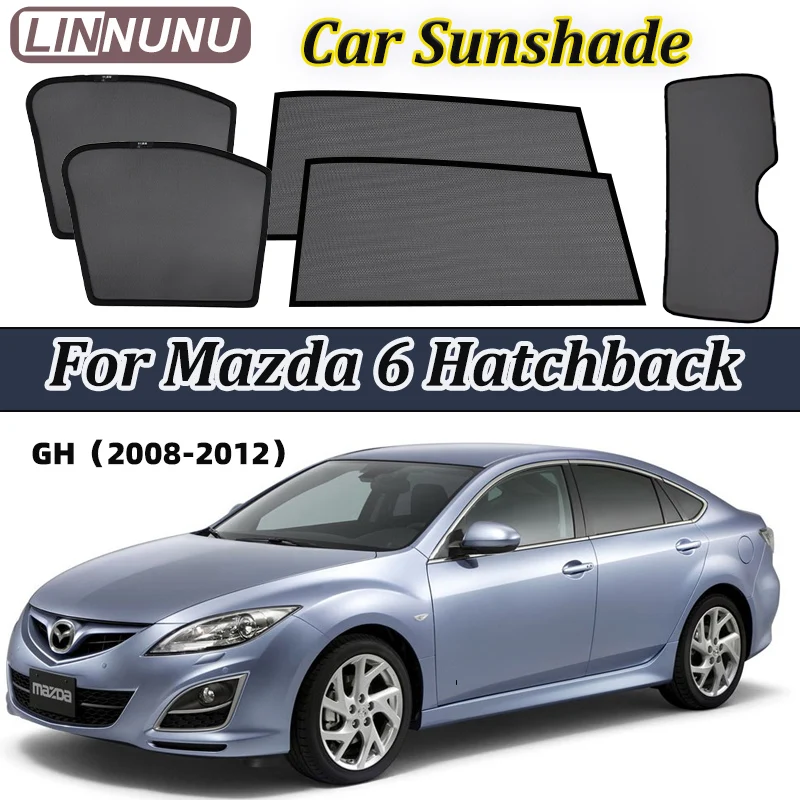 

LINNUNU For Mazda 6 Hatchback 2008-2012 Car sunshade Magnetic Curtain Window Mesh Magnetic Sun Shade UV Protection accessories