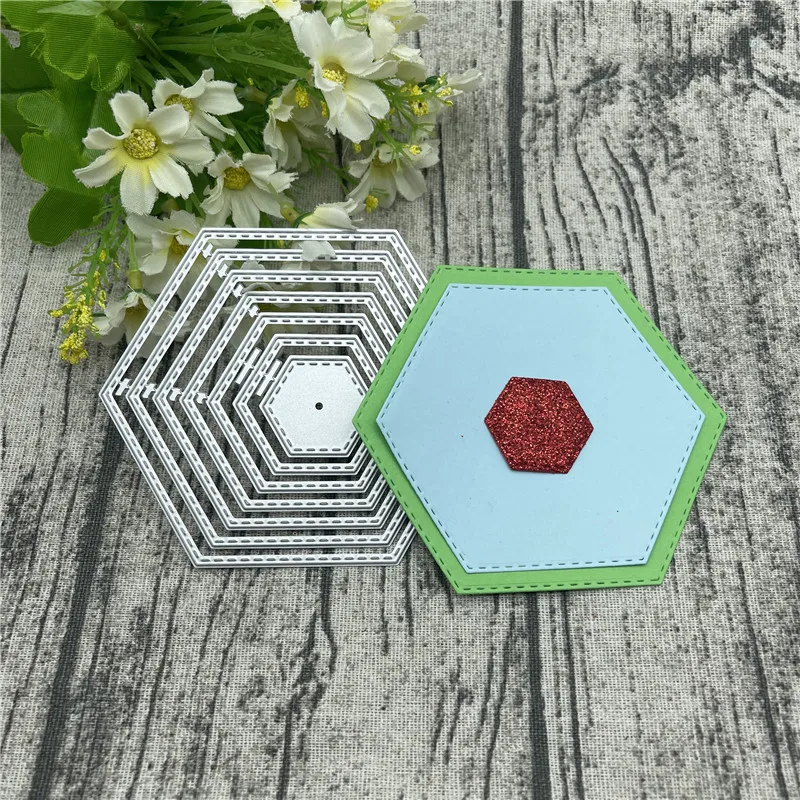 8 sztuk Stitched label Octagon Metal wykrojniki szablony dla DIY Scrapbooking/album fotograficzny dekoracyjny wytłoczenia kartki DIY