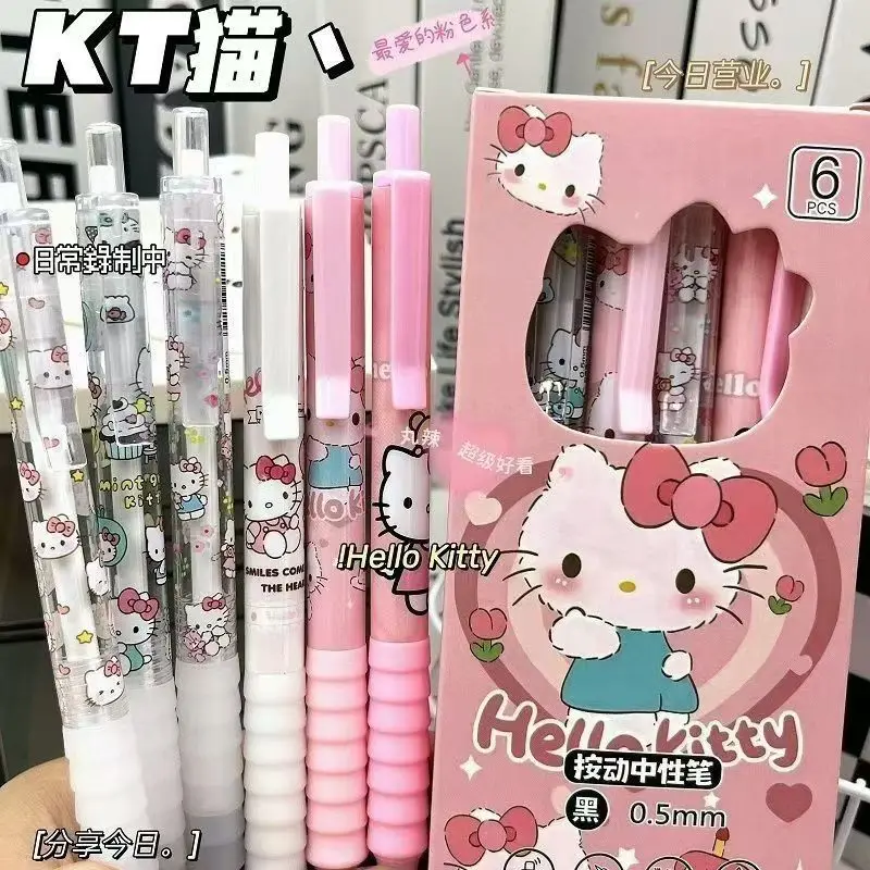 

Cute Hello Kitty Press Neutral Pen High Appearance Soft Grip Student ST Fast Drying Smooth Black Brushing Test Water Pen