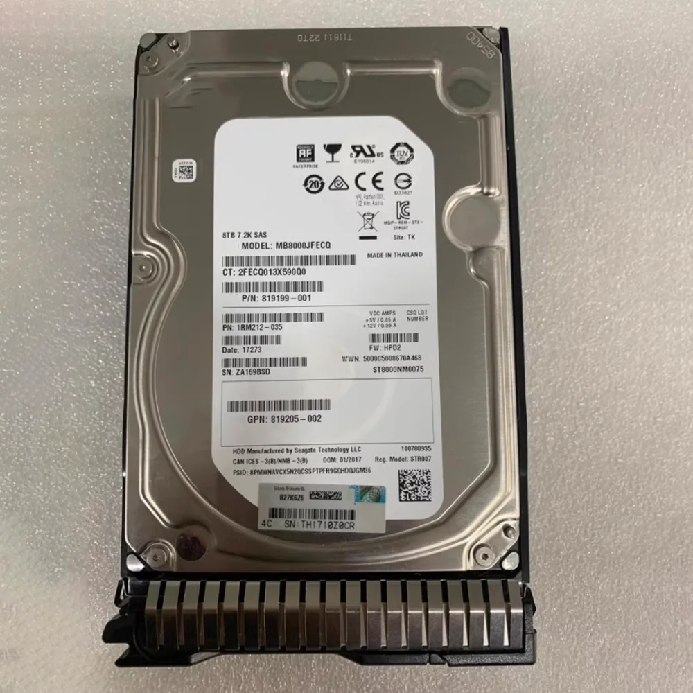 819201-B21 820032-001 For HPE 8TB 12G SAS 7.2K 3.5 HDD 8T Hard Disk